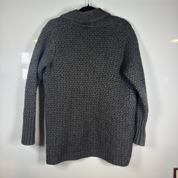 Athleta Women's Medium Charcoal Gray Wool Yak Hair Shawl Collar Cardigan Sweater - Picture 10 of 10